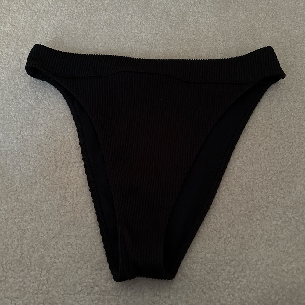 Black Ribbed Bikini Bottom